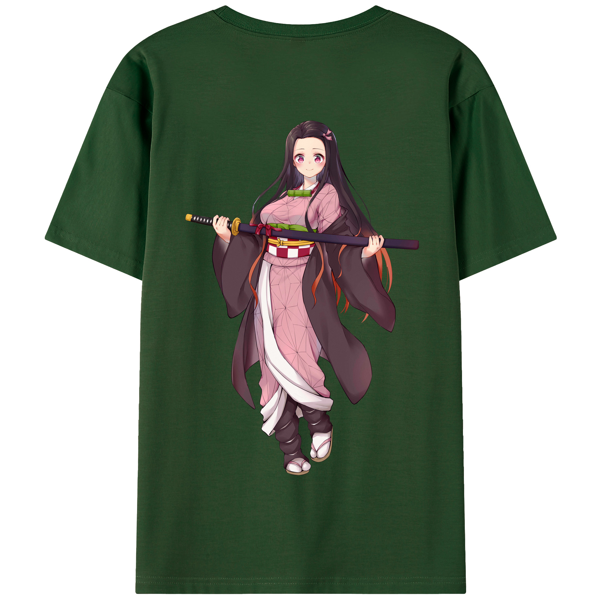 （画像用） 鬼滅の刃（きめつのやいば）竈門 禰󠄀豆子／かまど ねずこ Kamado Nezuko 綿100％半袖Tシャツ（背面プリント）